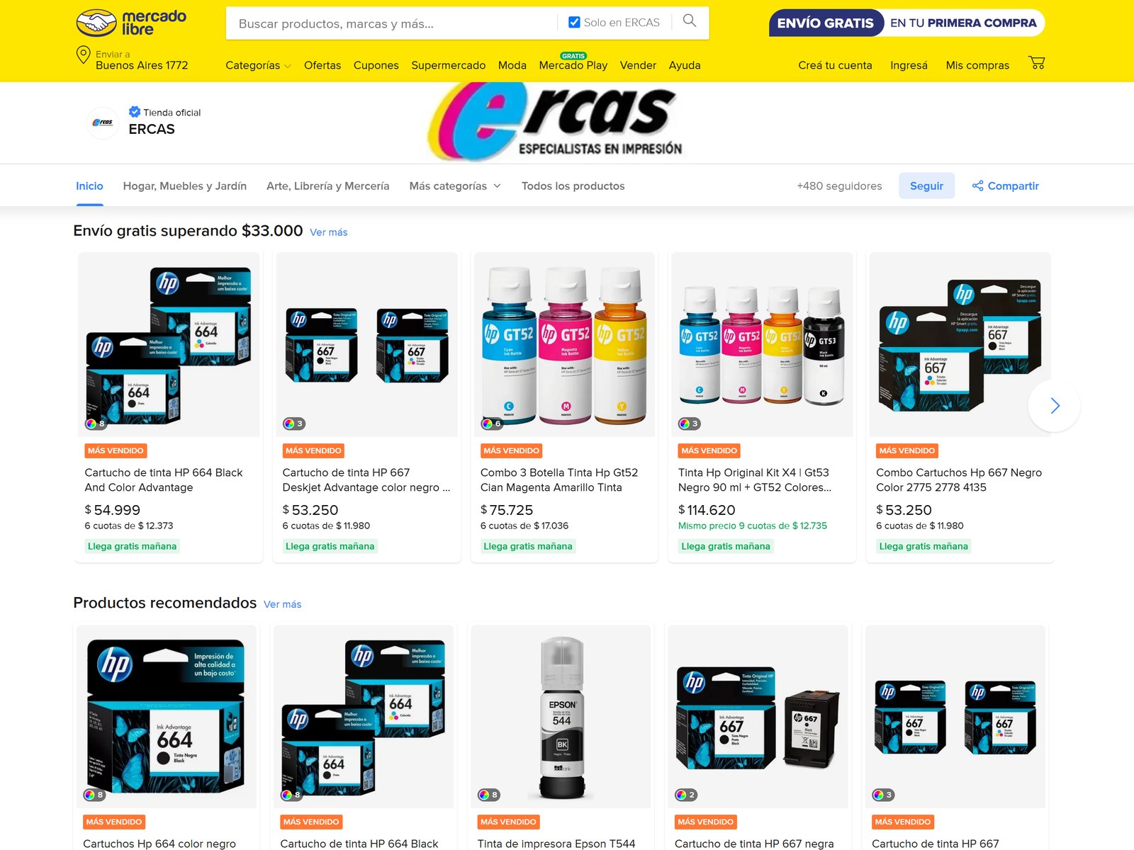 Tienda Oficial de ERCAS en Mercado Libre